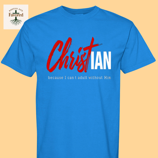Comfort Colors T-Shirt "Christian Because I Can't Adult Without Him"