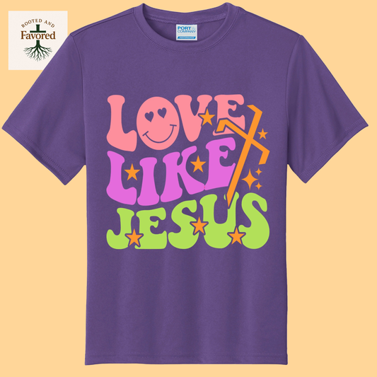 Girls Port & Company Youth Performance T-shirt "Love Like Jesus"
