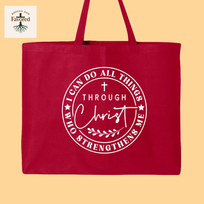 Q-Tees Jumbo Tote Bag "I can do all things through Christ"