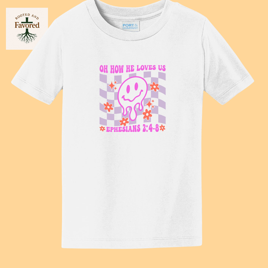 Toddler Girls Port & Company T-Shirt "Oh How He Loves Us"