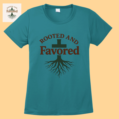 Women's Sport-Tek Competitor Tee "Rooted And Favored"