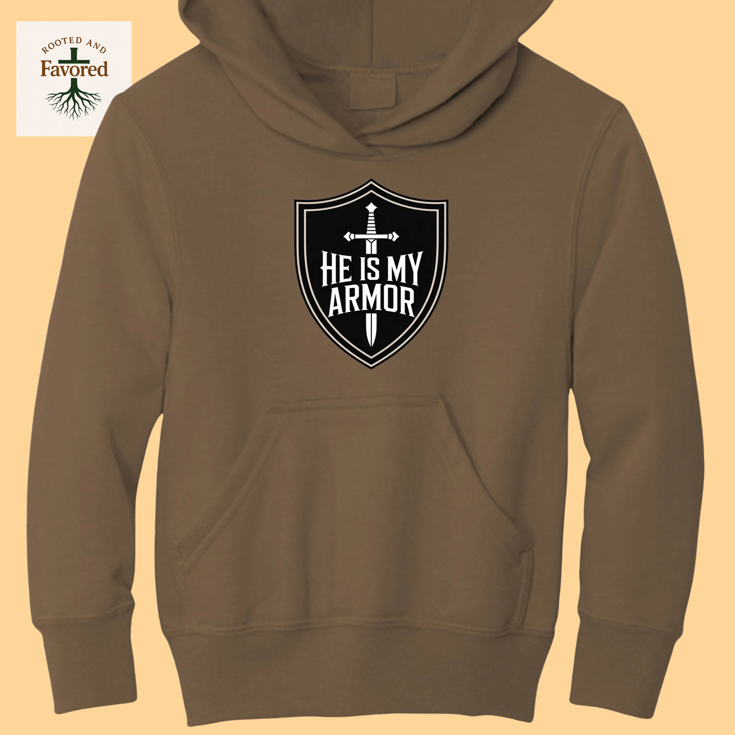 Boy's Youth Port & Company Core Fleece Pullover Hoodie "He Is My Armor"