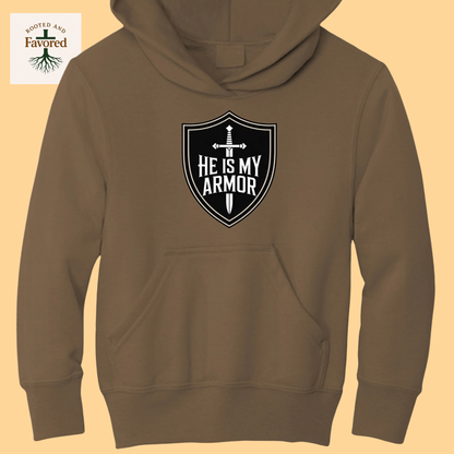 Boy's Youth Port & Company Core Fleece Pullover Hoodie "He Is My Armor"