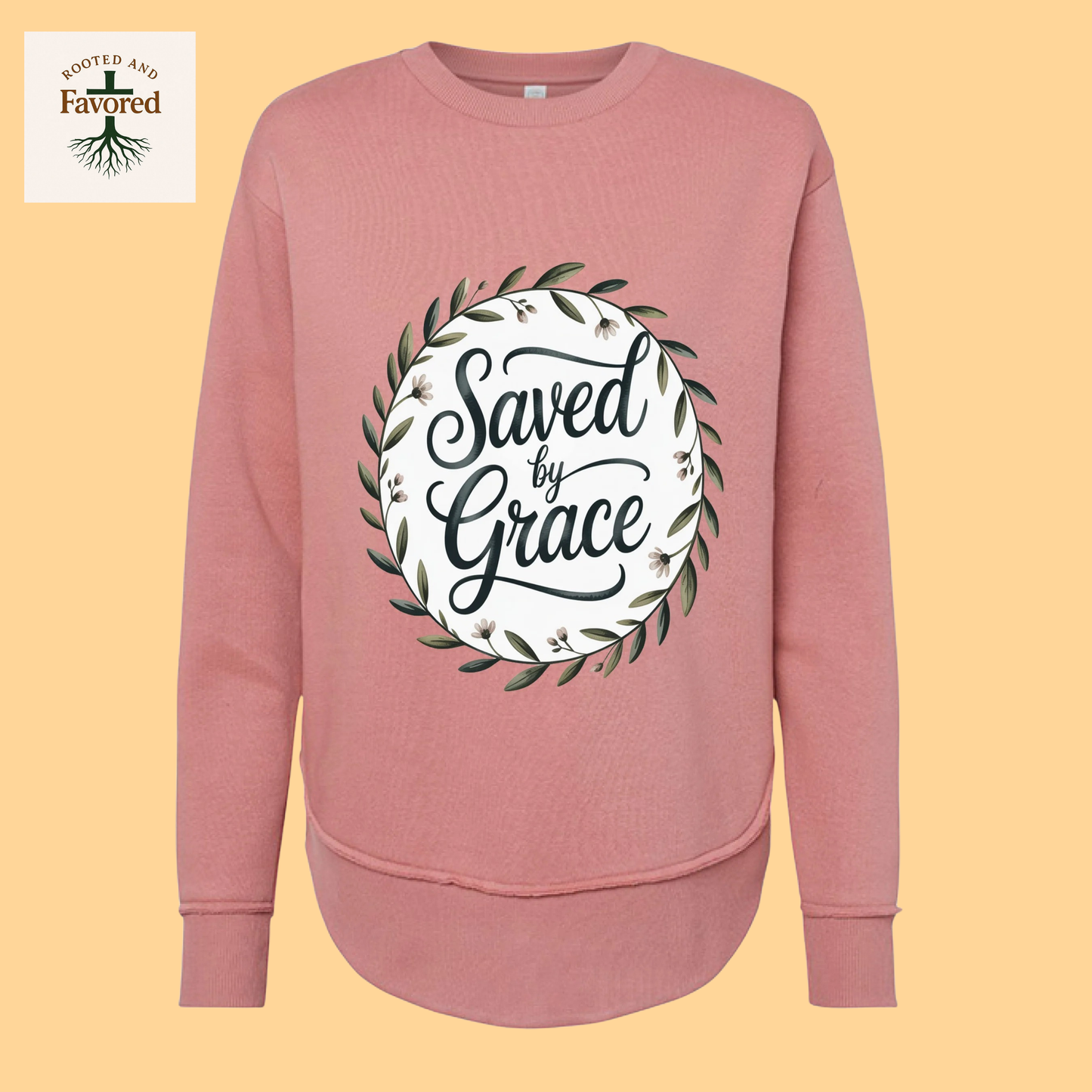 Women Weekend Fleece Sweatshirt "Saved by Grace"