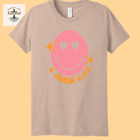Girls Bella + Canvas Triblend Short-Sleeve T-Shirt " 1 John 4:19"