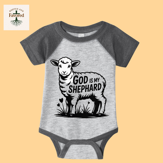 Baby Rabbit Skin Infant Baseball Fine Jersey Onesie "God Is My Shephard"