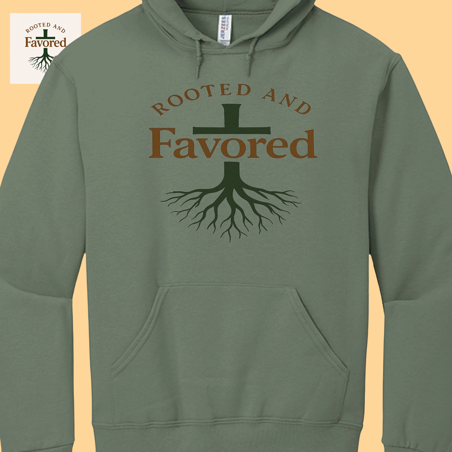 Men's Jerzees NuBlend Fleece Pullover Hoodie "Rooted and Favored"
