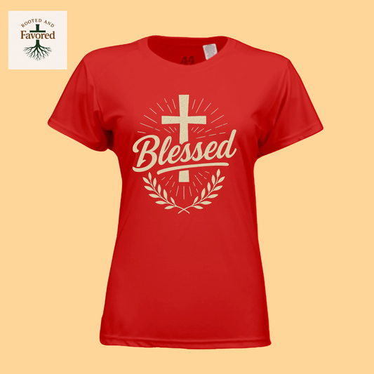 Women’s Performance Crew T-Shirt “Blessed”