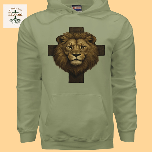 Men's Hanes Ultimate Cotton Pullover Hoodie " Lion and the Cross"