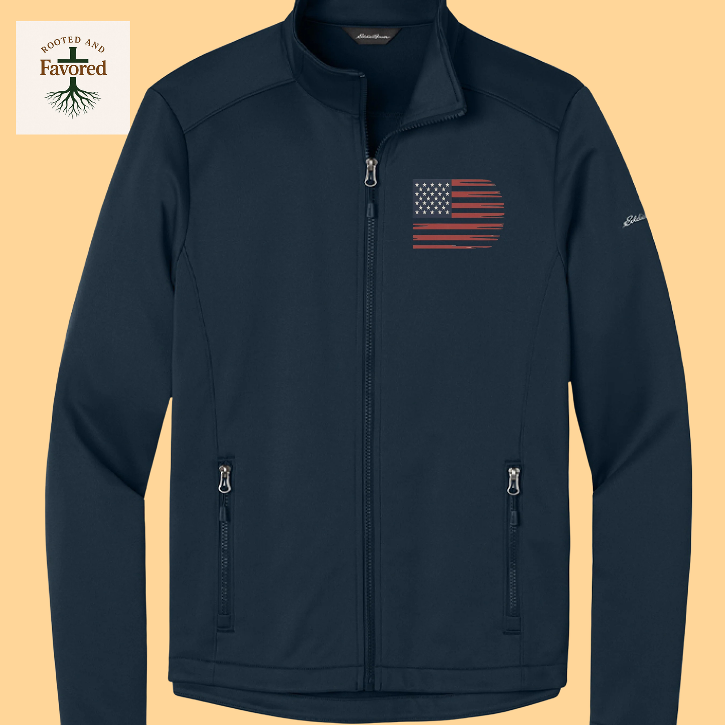 Men Eddie Bauer Fleece Jacket "American Flag"