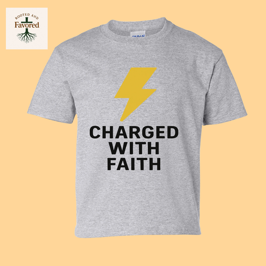 Boys Gildan Youth Ultra Cotton T-shirt "Charged With Faith"