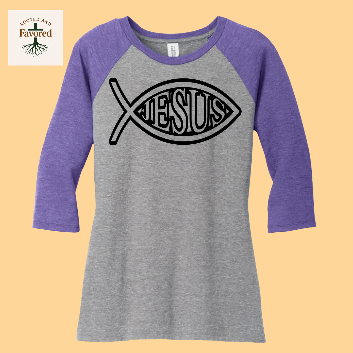 Women's District Perfect Tri 3/4 Sleeve "Jesus"