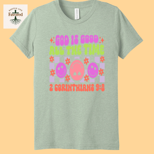 Girls Bella + Canvas Short-Sleeve T-Shirt "God Is Good All The Time"