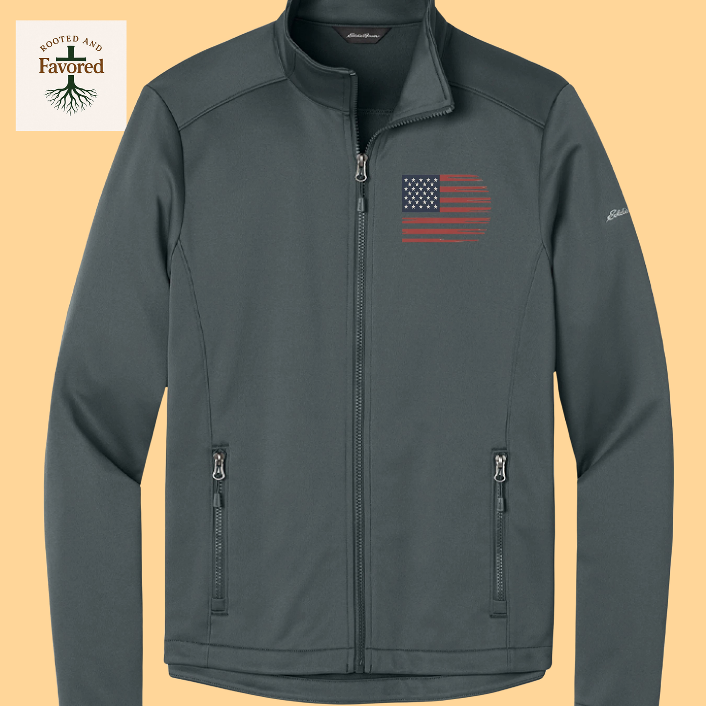 Men Eddie Bauer Fleece Jacket "American Flag"