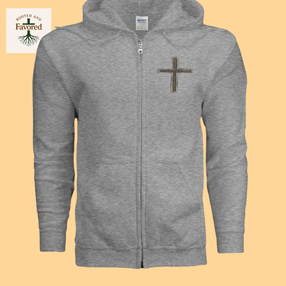 Men's Gildan Heavy Blend Full-Zip Hoodie "Rustic Cross"