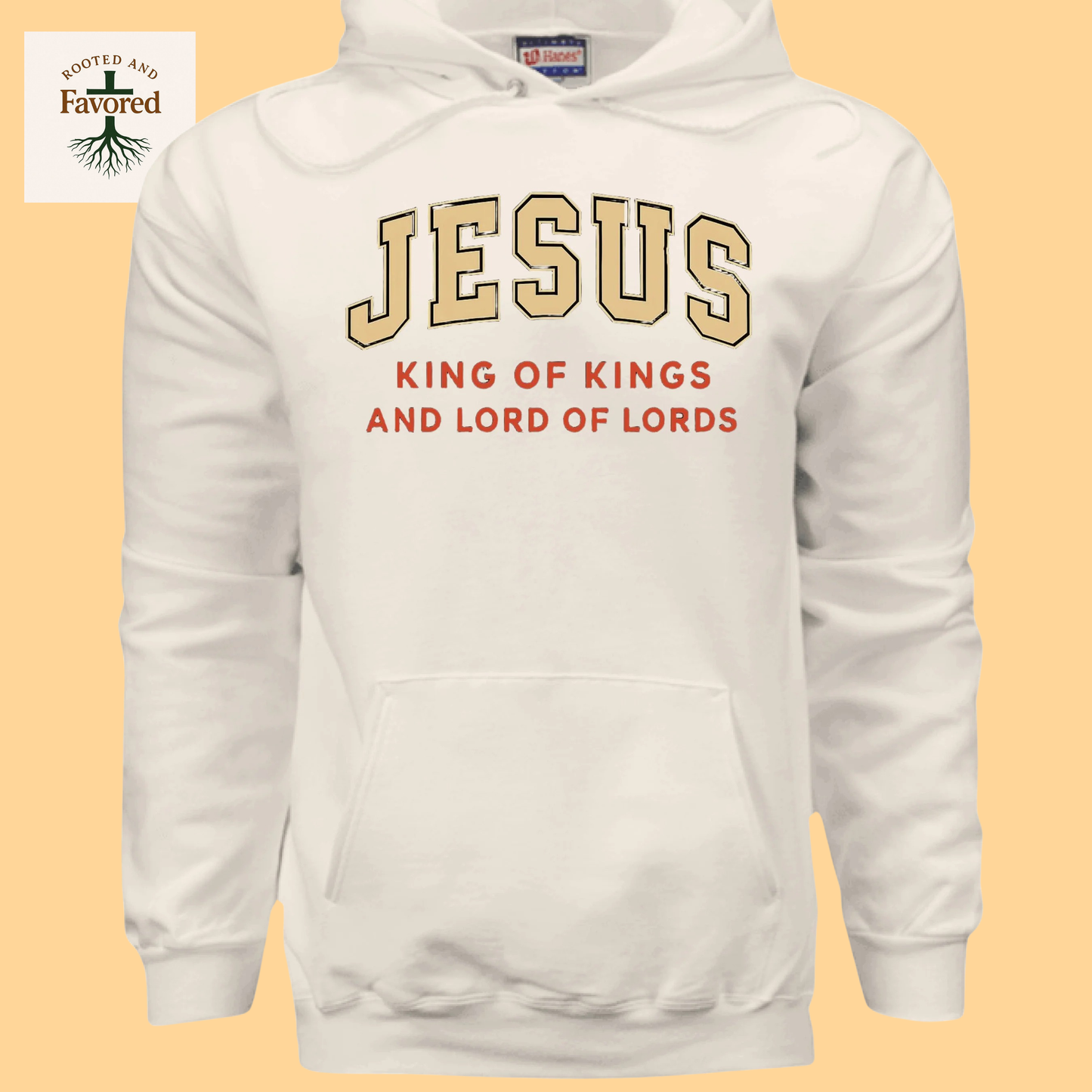 Men's Hanes Ultimate Cotton Pullover Hoodie "Jesus... King Of Kings And Lord Of Lords"
