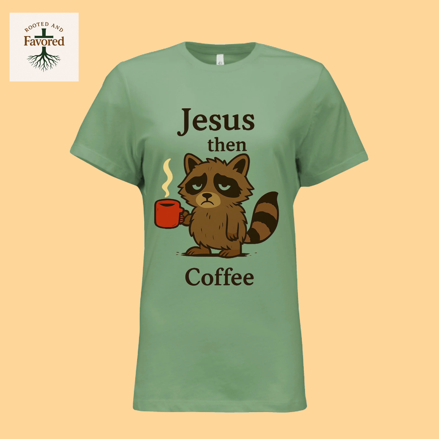 Womens Bella Relaxed Jersey T-Shirt "Jesus Then Coffee"