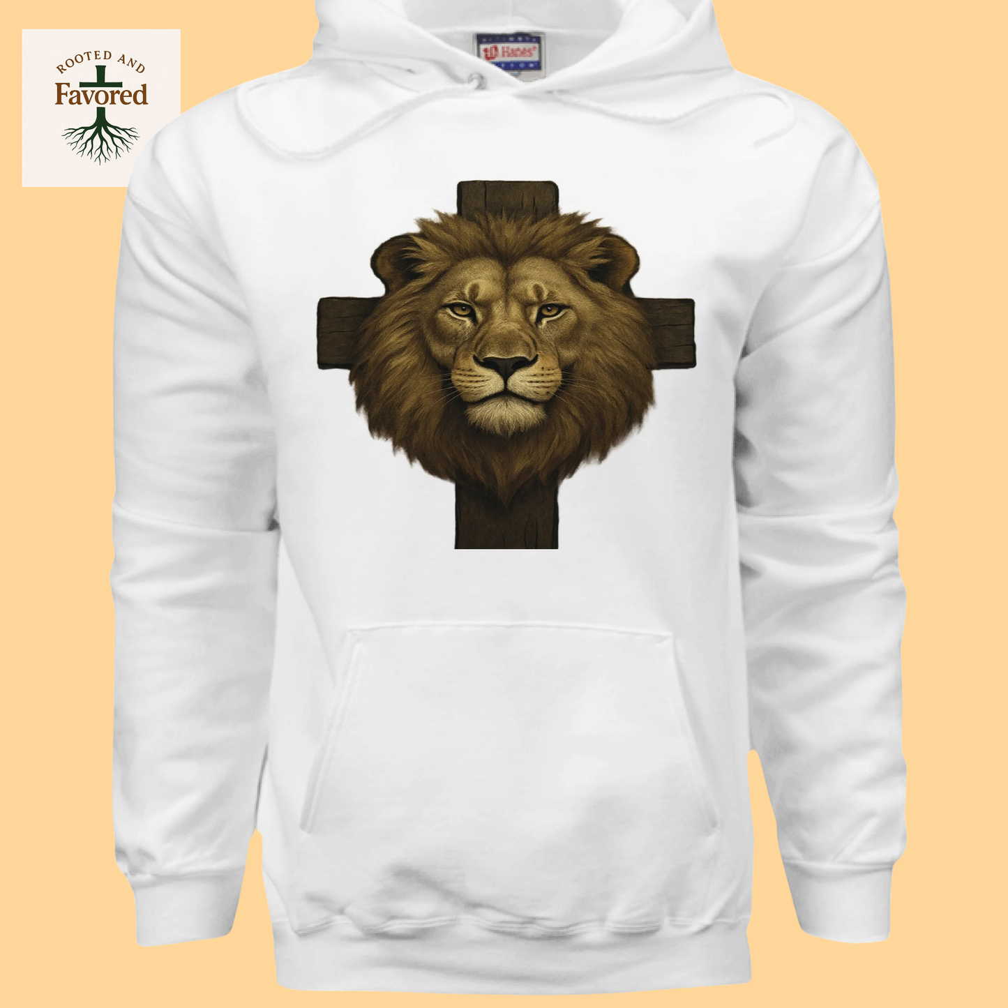 Men's Hanes Ultimate Cotton Pullover Hoodie " Lion and the Cross"