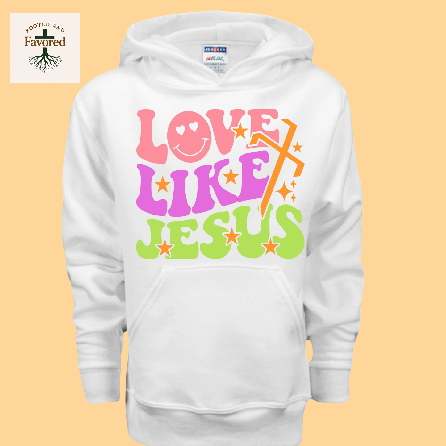 Girls Jerzees Youth NuBlend Fleece Hoodie  "Love Like Jesus"