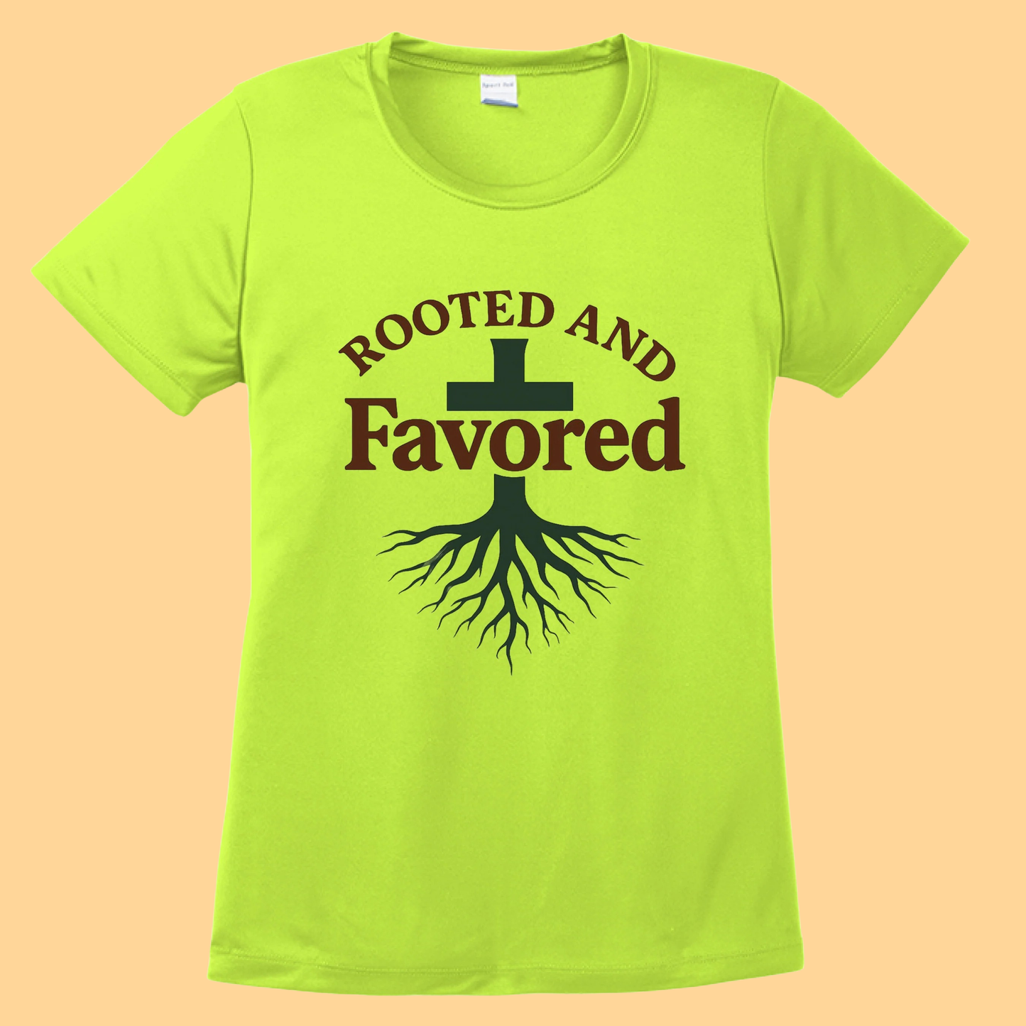 Women's Sport-Tek Competitor Tee "Rooted And Favored"