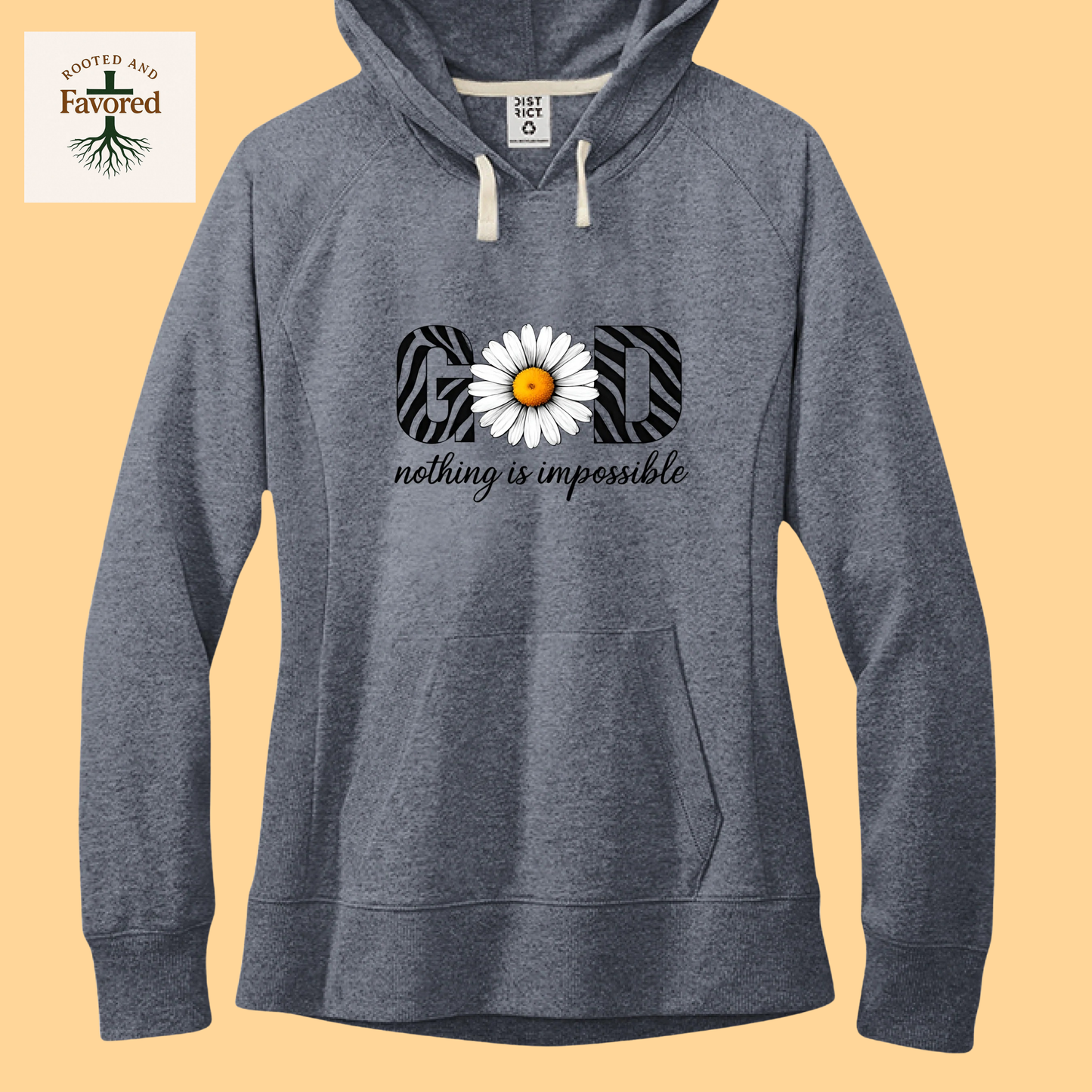 Women's District Fleece Hoodie "God.. Nothing Is Impossible"