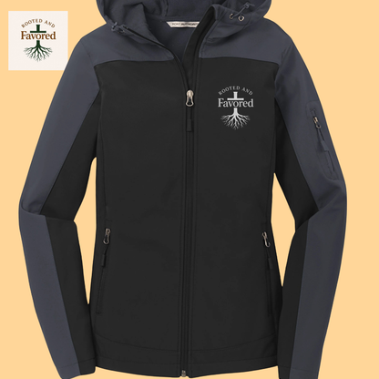 Women's Port Authority Hooded Soft Shell Jacket "Rooted and Favored"