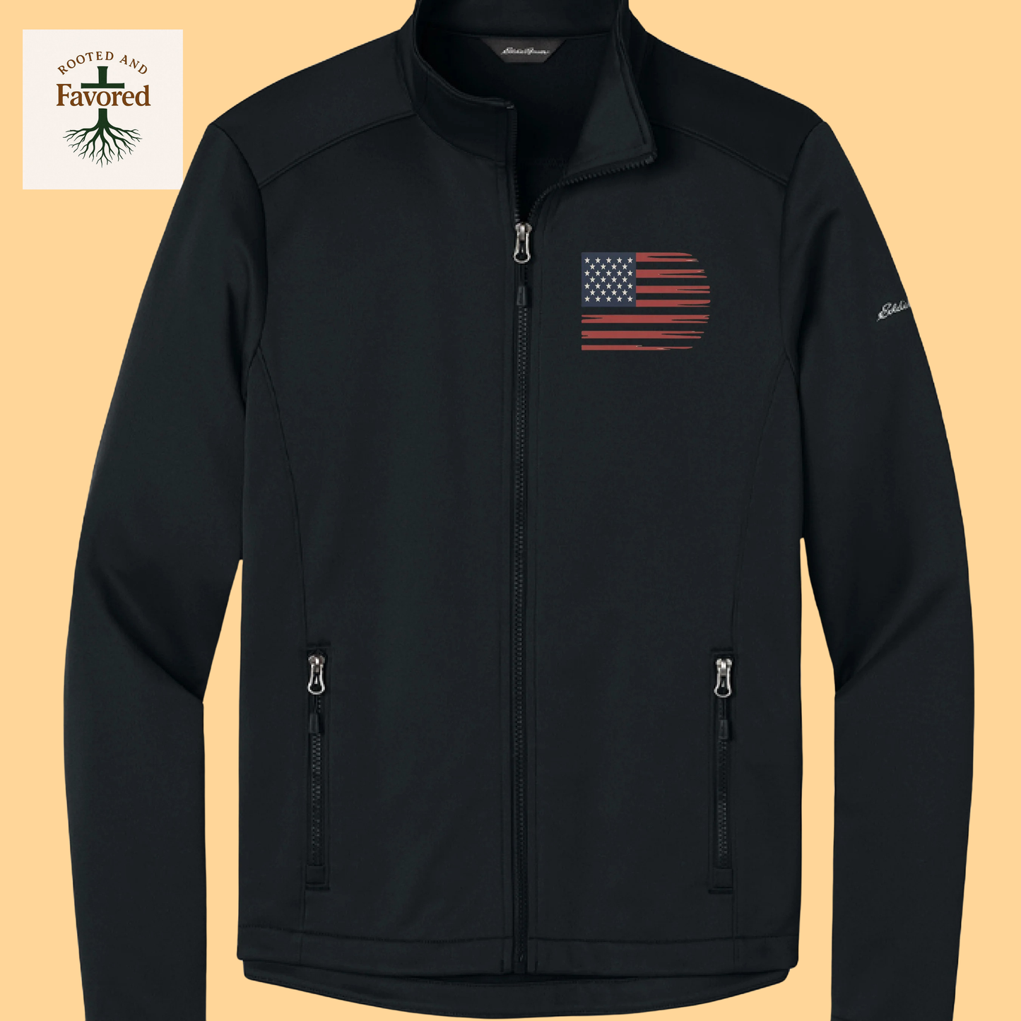 Men Eddie Bauer Fleece Jacket "American Flag"