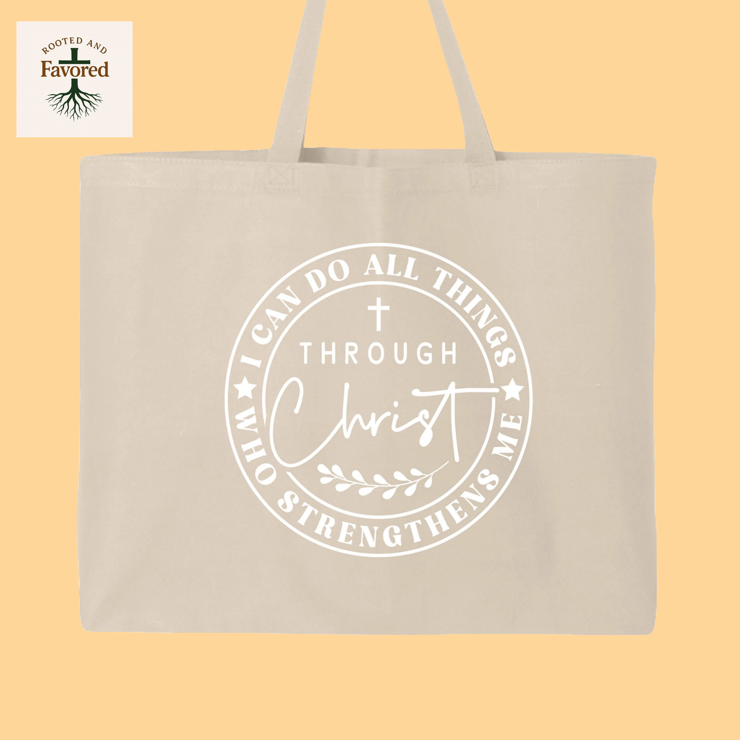 Q-Tees Jumbo Tote Bag "I can do all things through Christ"