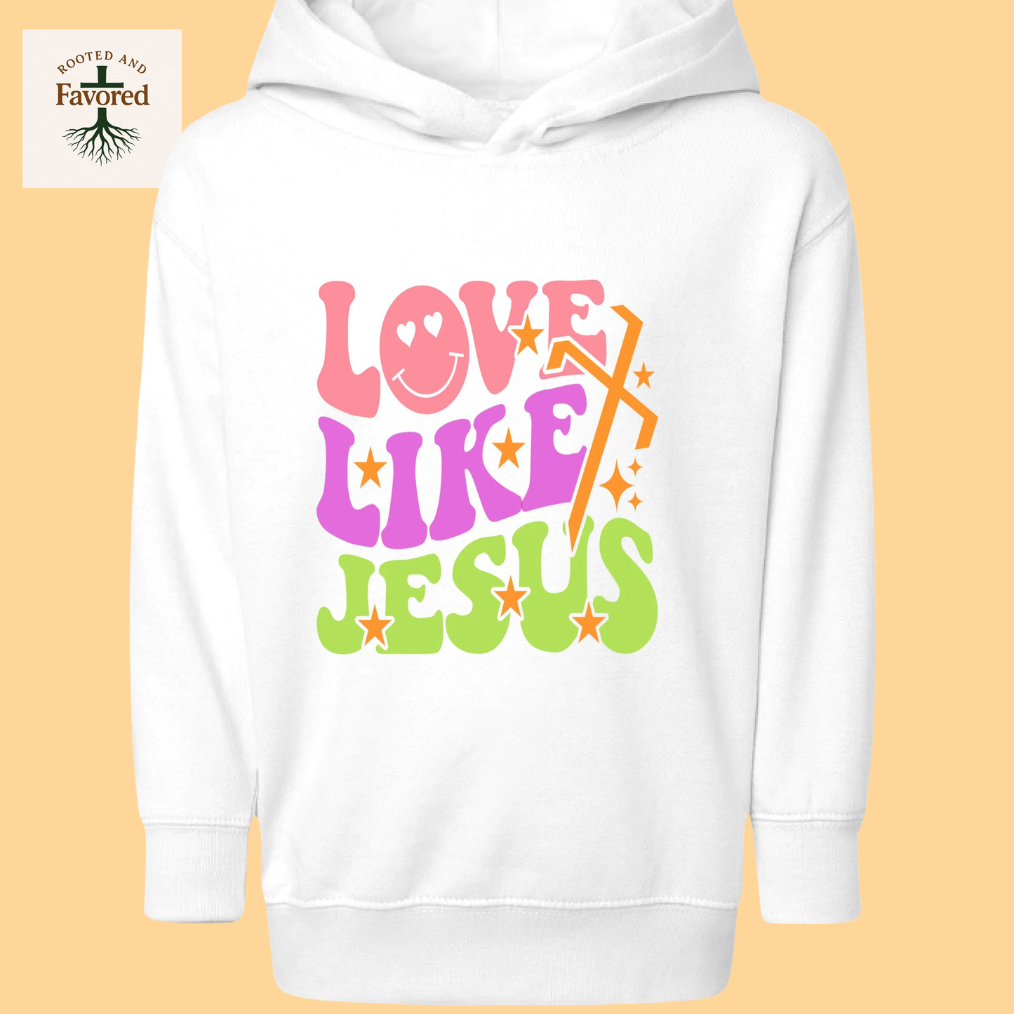 Toddler Rabbit Skins Pullover Fleece Hoodie "Love Like Jesus"