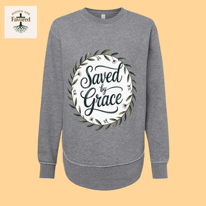 Women Weekend Fleece Sweatshirt "Saved by Grace"