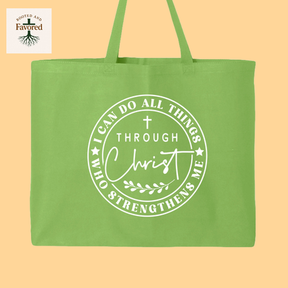 Q-Tees Jumbo Tote Bag "I can do all things through Christ"