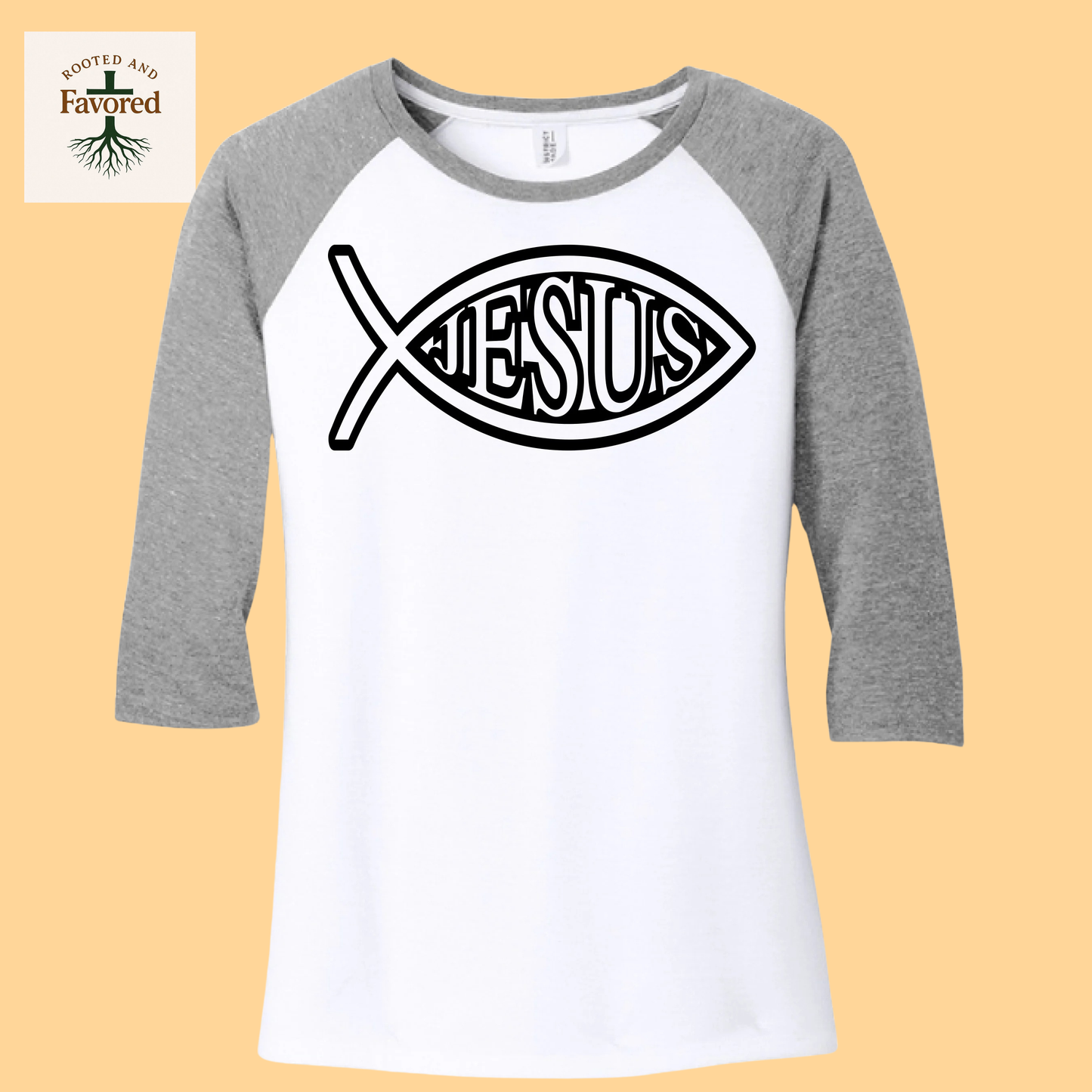 Women's District Perfect Tri 3/4 Sleeve "Jesus"