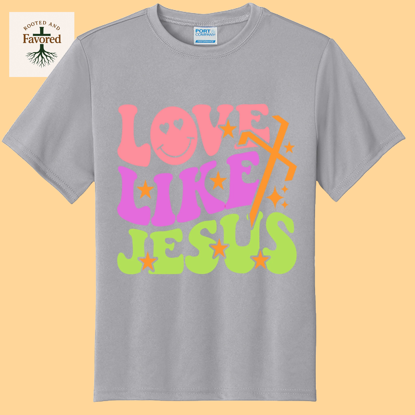 Girls Port & Company Youth Performance T-shirt "Love Like Jesus"