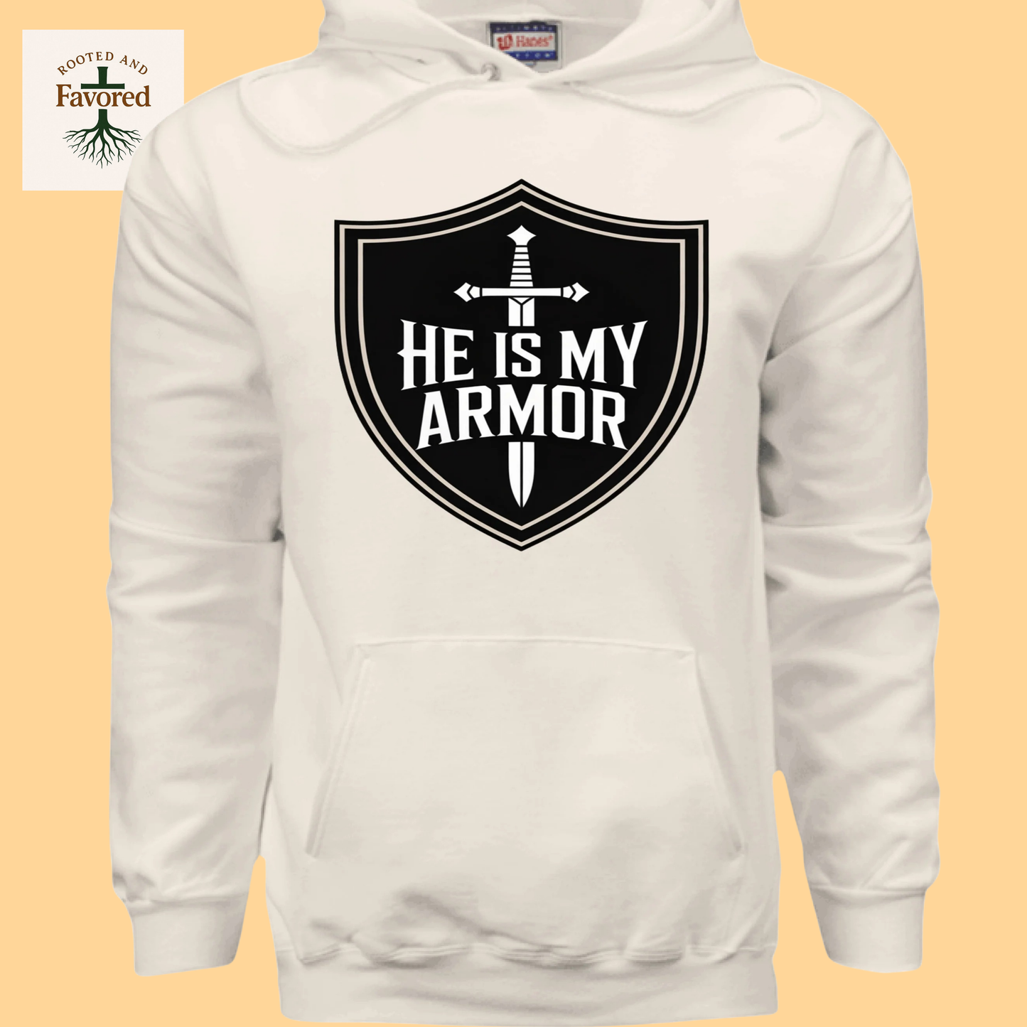 Men Hanes Ultimate Cotton Pullover Hoodie "He Is My Armor"