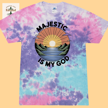 Girls Tie-Dye Cotton T-Shirt "Majestic is my God"