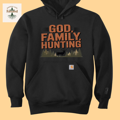 Men's Carhartt Rain Defender Heavyweight Hoodie "God, Family, Hunting"