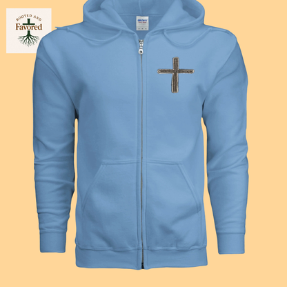 Men's Gildan Heavy Blend Full-Zip Hoodie "Rustic Cross"