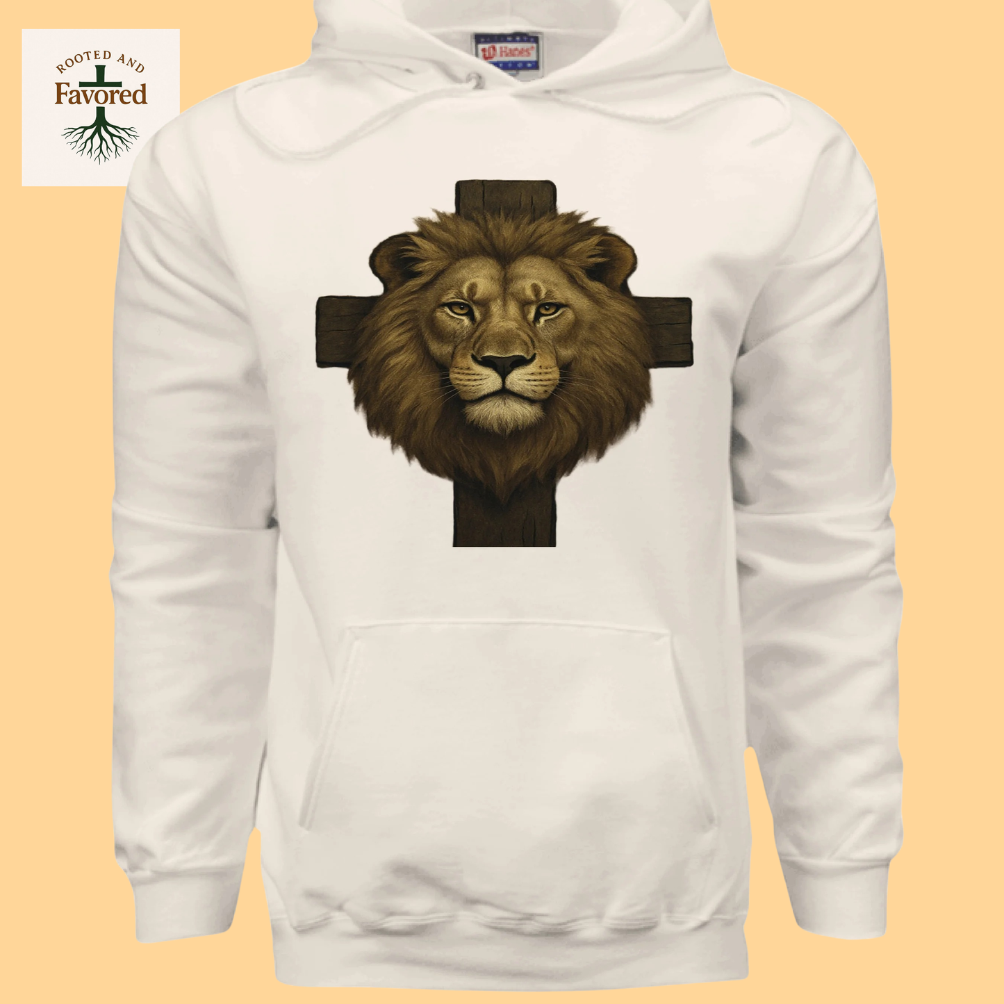 Men's Hanes Ultimate Cotton Pullover Hoodie " Lion and the Cross"