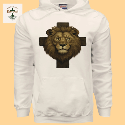 Men's Hanes Ultimate Cotton Pullover Hoodie " Lion and the Cross"