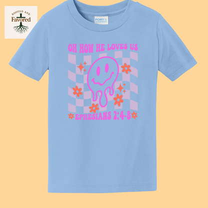 Toddler Girls Port & Company T-Shirt "Oh How He Loves Us"
