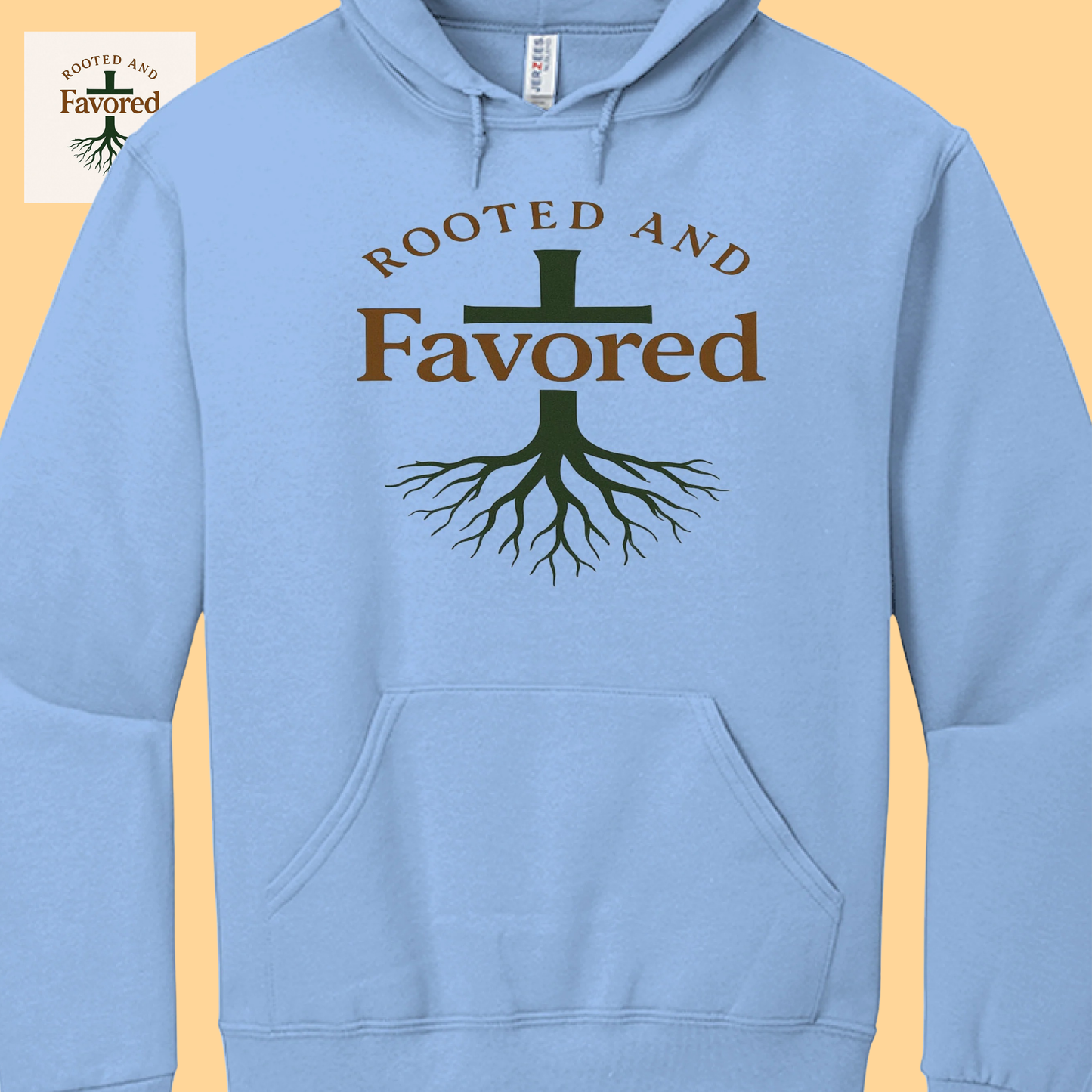 Men's Jerzees NuBlend Fleece Pullover Hoodie "Rooted and Favored"