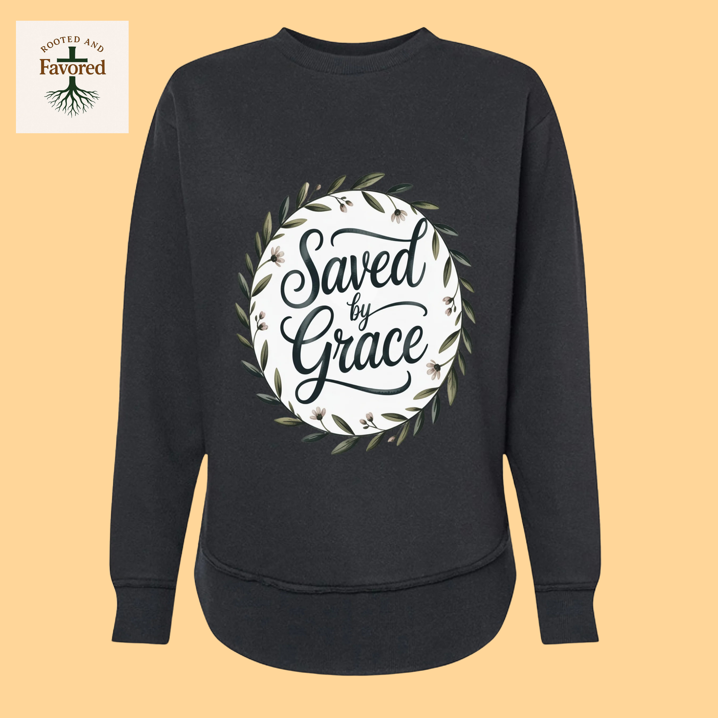 Women Weekend Fleece Sweatshirt "Saved by Grace"