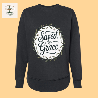Women Weekend Fleece Sweatshirt "Saved by Grace"
