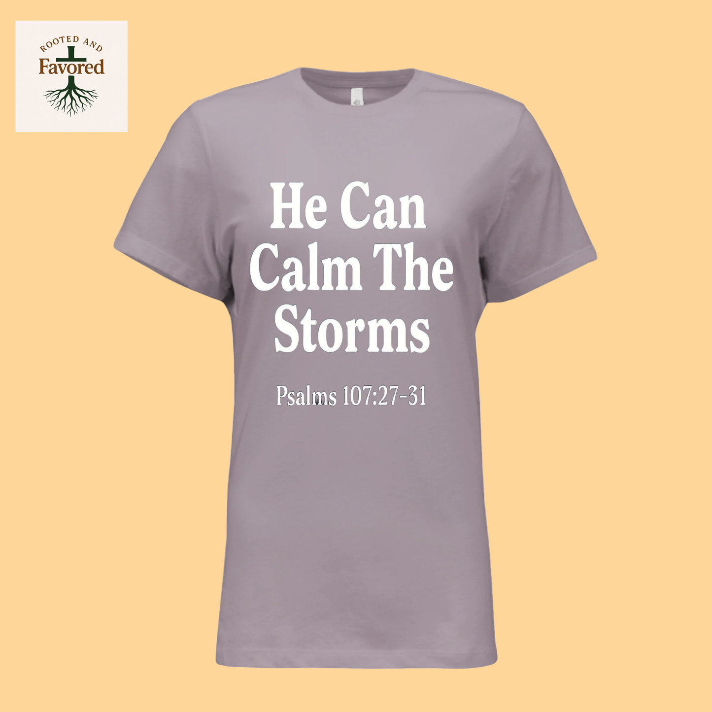 Women's Bella Relaxed Jersey Short-Sleeve T-Shirt "He Can Calm the Strorms"