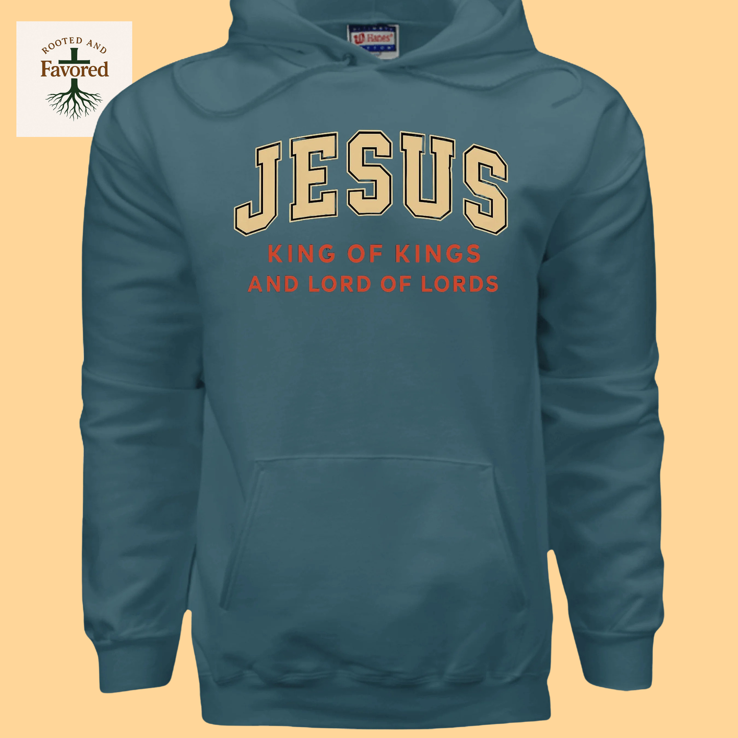 Men's Hanes Ultimate Cotton Pullover Hoodie "Jesus... King Of Kings And Lord Of Lords"
