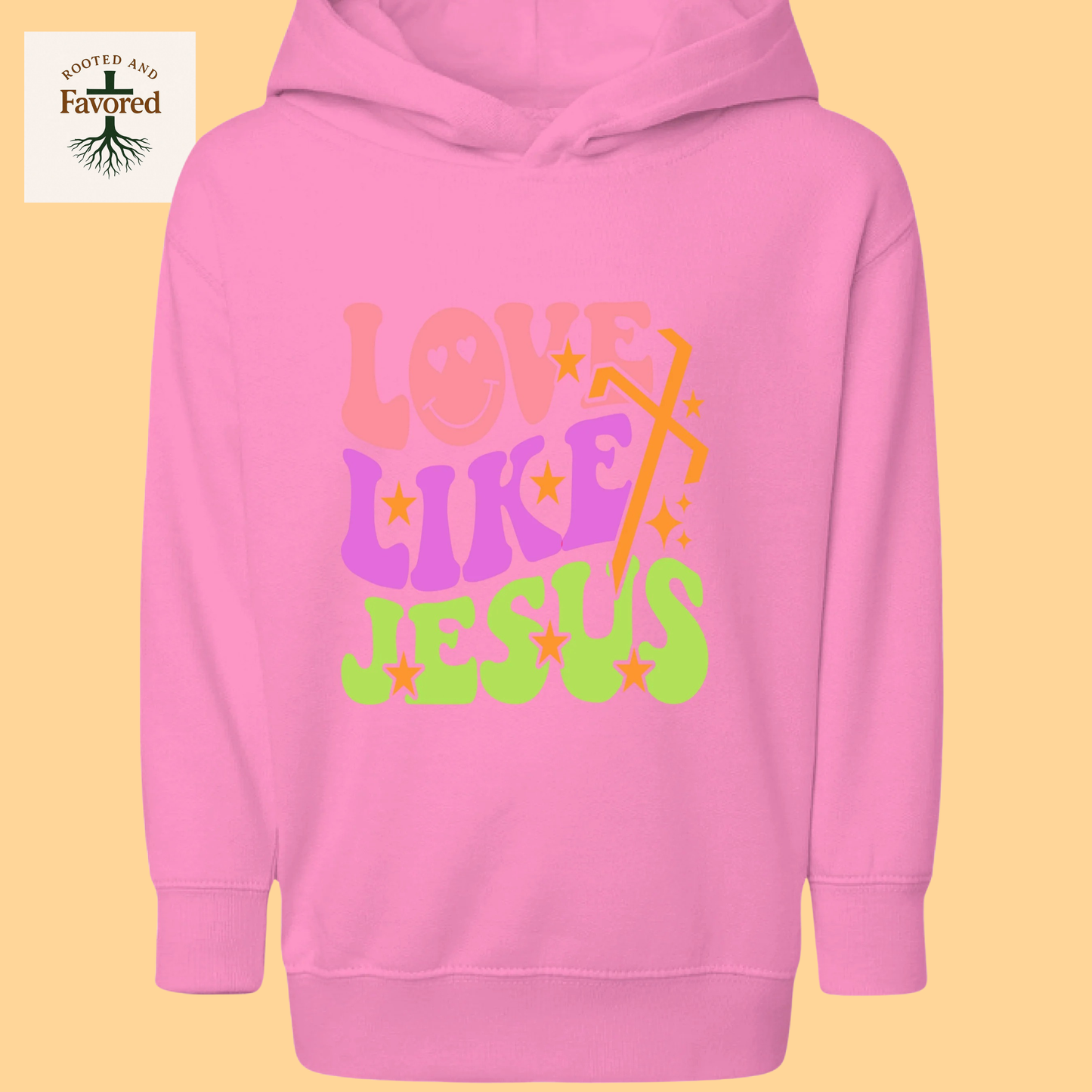 Toddler Rabbit Skins Pullover Fleece Hoodie "Love Like Jesus"