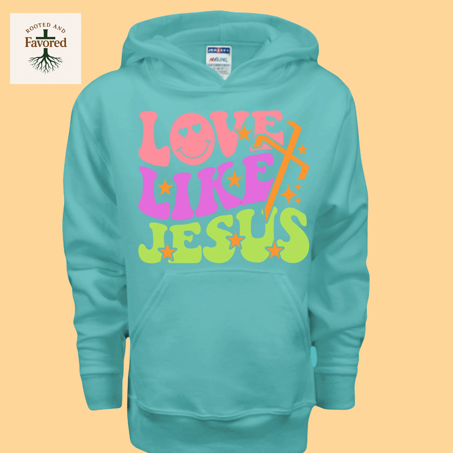 Girls Jerzees Youth NuBlend Fleece Hoodie  "Love Like Jesus"