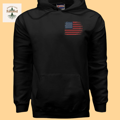 Men's Hanes Ultimate Pullover Hoodie "American Flag-In God We Trust"