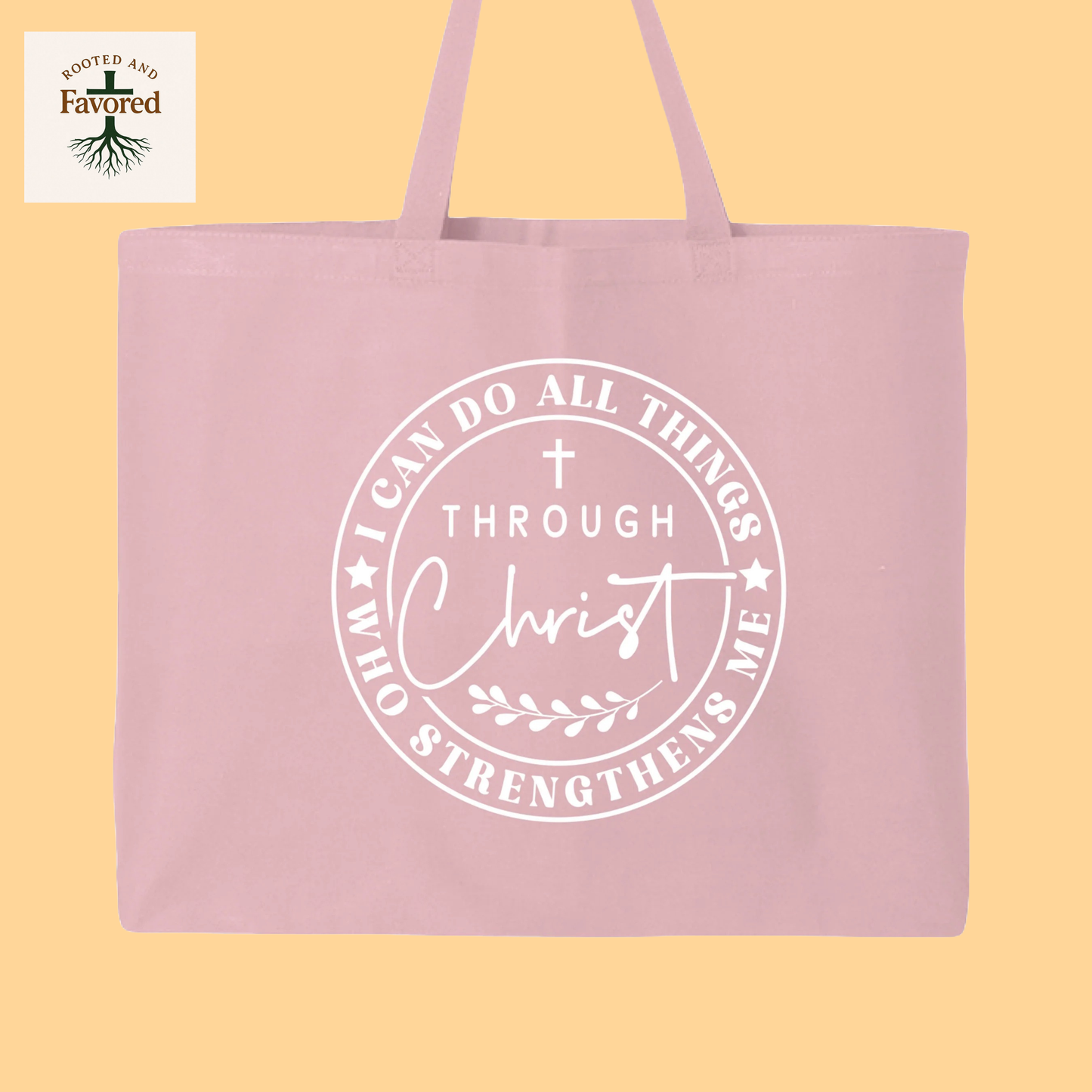 Q-Tees Jumbo Tote Bag "I can do all things through Christ"