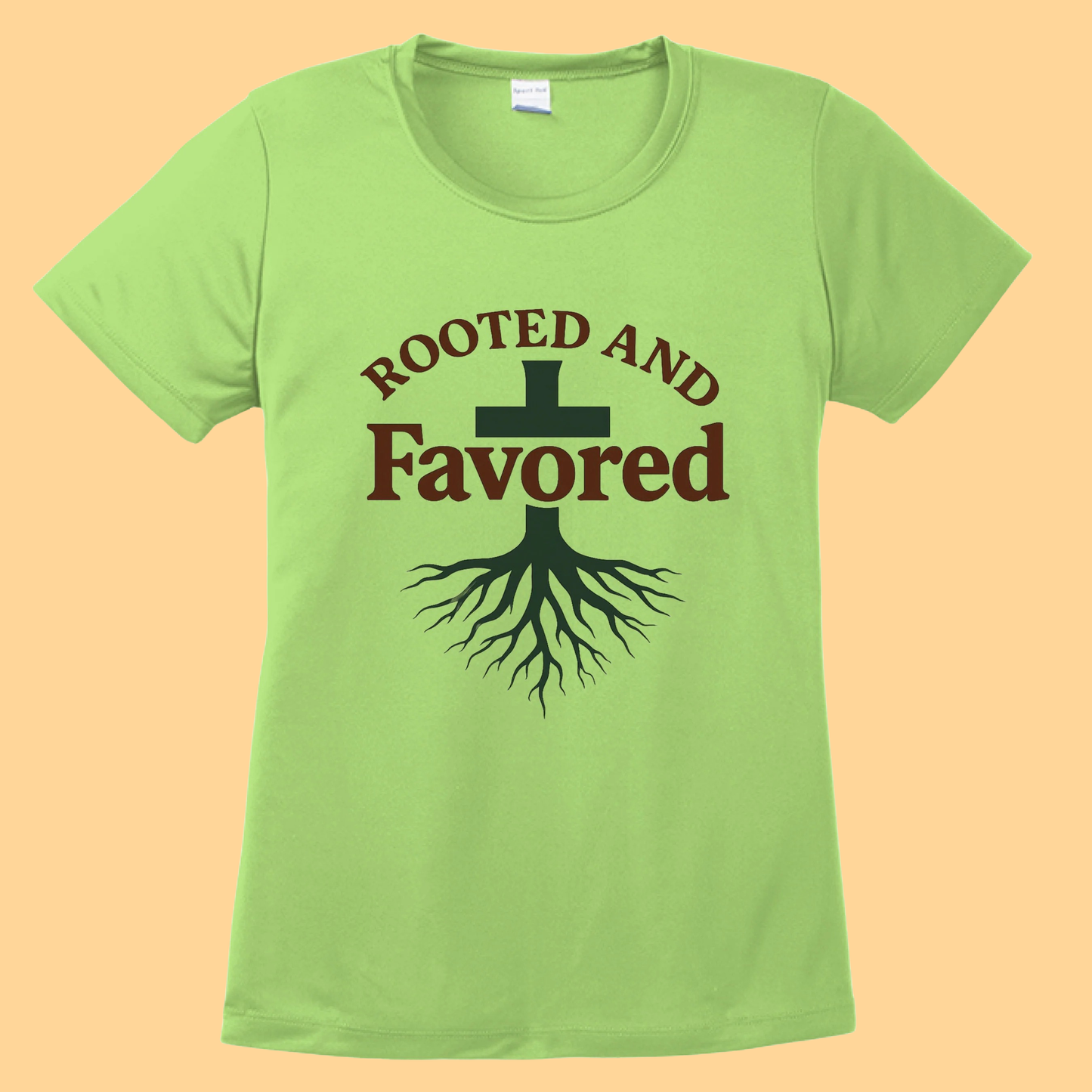 Women's Sport-Tek Competitor Tee "Rooted And Favored"